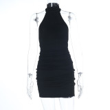 Women Sexy Halter-Neck Backless Lace-Up Dress