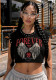 Women Hand-Painted Print & Studded Round-Neck T-Shirt