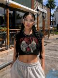 Women Hand-Painted Print & Studded Round-Neck T-Shirt