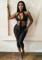 Women Halter-Neck Lace-Up Backless Top and Pants Set Women Halter-Neck Lace-Up Backless Top and Pants Set