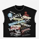 Women Hand-Painted Print & Studded Round-Neck T-Shirt
