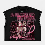 Women Hand-Painted Print & Studded Round-Neck T-Shirt