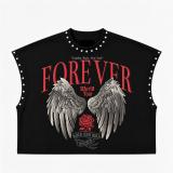 Women Hand-Painted Print & Studded Round-Neck T-Shirt