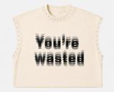 Women Hand-Painted Print & Studded Round-Neck T-Shirt