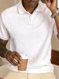 Men's summer short-sleeve jacquard polo shirt with turndown collar