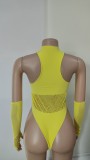 Women High-Neck Stretchy Mesh Bodysuit Lingerie