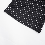 Women Sexy Polka-Dot Strapless Top and Slit Skirt Set