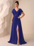 Women Summer V-Neck Sequin & Chiffon Patchwork Dress