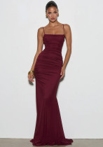 Women summer elegant solid-color sleeveless strapless dress Lace-Up Backless Maxi Dress Women summer elegant solid-color sleeveless strapless dress Lace-Up Backless Maxi Dress