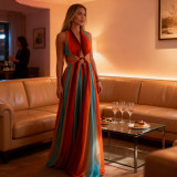 Women's Holiday Beach Printed Strapless Sleeveless Split Maxi Dress