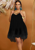 Women's Solid Color Halter Neck Low Back Formal Party Evening Dress