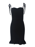 Women's Lace-Up Hem Patchwork Dress