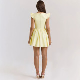 Summer Women's Embroidered Slim Waist Strap Mini Dress