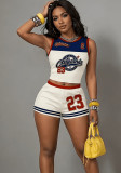 Women's Casual Street Sleeveless Round Neck Tank Top & Mini Shorts Two-Piece Set