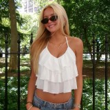 Summer Women's Sexy Low Back Asymmetrical Ruffle Cami Top