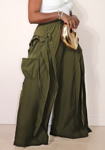 Women's Street Lace-Up Ruffle Patchwork Loose Straight Leg Pants