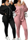Fall Winter Women's Casual Loose Slash Shoulder Top & High Stretch Pants Two-Piece Set