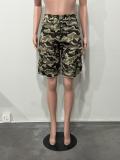 Women Spring Summer Ripped Cargo Pocket Denim Shorts