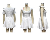 Summer Women's Embroidered Slim Waist Strap Mini Dress
