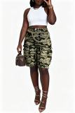Women Spring Summer Ripped Cargo Pocket Denim Shorts