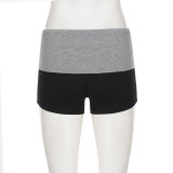 Women's Casual Letter Music Note Print Color Block Street Sports Shorts