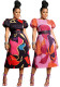 Summer Women's Printed Pleated Puff Sleeve Casual Dress