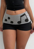 Women's Casual Letter Music Note Print Color Block Street Sports Shorts Women's Casual Letter Music Note Print Color Block Street Sports Shorts