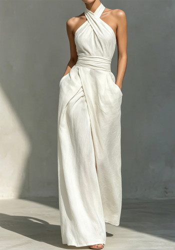 Summer Women's Elegant Sleeveless Slim Fit White Dress