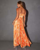 Summer Women's Printed Low Back Maxi Dress