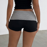 Women's Casual Letter Music Note Print Color Block Street Sports Shorts