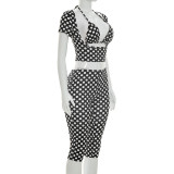 Women polka dot sexy sleeveless polka dot print three-piece