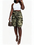 Women Spring Summer Ripped Cargo Pocket Denim Shorts
