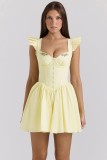 Summer Women's Embroidered Slim Waist Strap Mini Dress