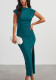 Women's Chic Solid Color Slim Fit Split Bodycon Maxi Dress