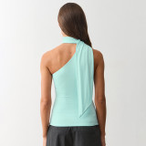 Summer Women's Trendy One-Shoulder Scarf Neck Slim Top