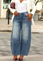 Women Casual Multi-Panel Layered Patchwork Denim Pants Women Casual Multi-Panel Layered Patchwork Denim Pants