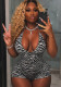 Women Summer Zebra Print Backless Sexy Bodysuit