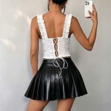 Women Solid French Fishbone Strapless Bustier Camisole