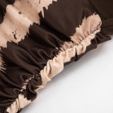 Women Autumn Sexy Leopard Print Sleeveless Patchwork Strapless Dress