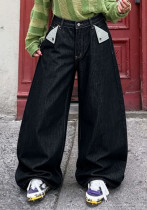 Women Flap Pocket Washed Denim Pants Women Flap Pocket Washed Denim Pants