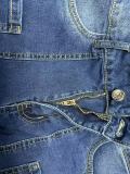 Women Washed Denim Wide Leg Pants