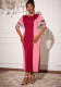 Women Patchwork Tassel Short Sleeve Round Neck Bodycon Maxi Dress