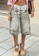 Women Leopard Star Print Cropped Denim Pants