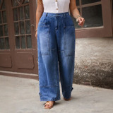Plus Size Women Denim Wide Leg Long Pants