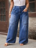 Plus Size Women Denim Wide Leg Long Pants