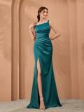 Women Cami Mermaid Pleated Split Evening Dress