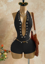 Women Ruched Halter V-Neck Jumpsuit Women Ruched Halter V-Neck Jumpsuit