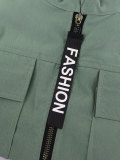 Women's Streetwear Cargo Letter Stand Collar Zip Jacket and Jogger Pants Two-Piece Set