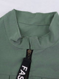 Women's Streetwear Cargo Letter Stand Collar Zip Jacket and Jogger Pants Two-Piece Set