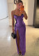 Women Summer Sexy Halter Lace Patchwork Slit Dress